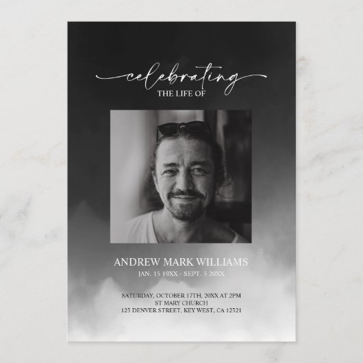 Grauwe Mist Memorial Funeral Order of Service Programmakaart (Voorkant)