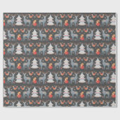 Grauwe Noordse kerstboom - Floral Holiday Cadeaupapier (Vlak)