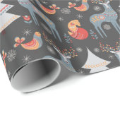 Grauwe Noordse kerstboom - Floral Holiday Cadeaupapier (Rol Hoek)