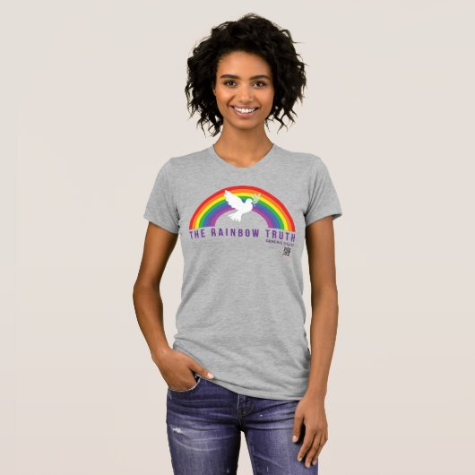 Grauwe T-Shirt regenbooghond voor vrouwen (Voorkant volledig)