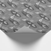Grauwe tonnen bevestigen het vogelpatroon cadeaupapier (Hoek)