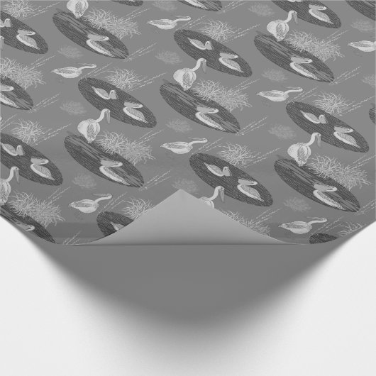 Grauwe tonnen bevestigen het vogelpatroon cadeaupapier (Hoek)