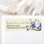 Grauwe vogel - koninklijk blauw extra groot retour etiket (Insitu)