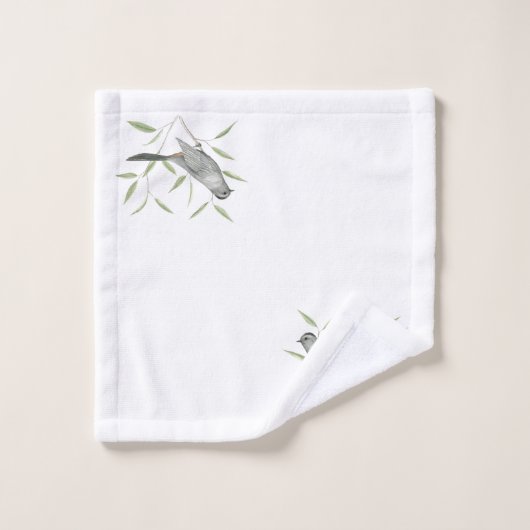 Grauwe vogelvogelkunst bad handdoek (Wasdoekje)