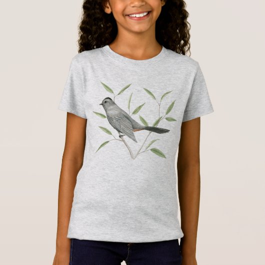 Grauwe vogelvogelkunst t-shirt (Voorkant)