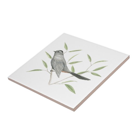 Grauwe vogelvogelkunst tegeltje (Zijkant)