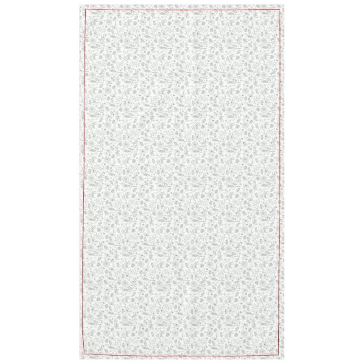 Grauwe/witte kerst en rode kardinale rand tafelkleed (Voorkant)