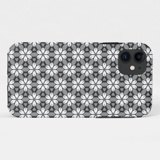 Grauwe, zwarte en witte Floral Case-Mate iPhone Case (Achterkant (horizontaal))