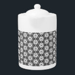 Grauwe, zwarte en witte Floral Theepot<br><div class="desc">Cute Black,  Grey and White Floral Pattern teapot</div>