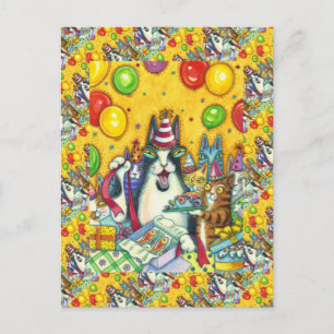 GRAUWENDE KATTEN, KITTEN, MUIZEN, FUNGEERDE VERJAA BRIEFKAART