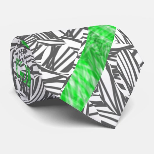 Gravata com traços preto e detalhe verde stropdas (Opgerold)