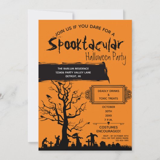 "Grave Delight" Spooktacular Halloween Party Kaart (Voorkant)