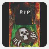 Grave in brand vierkante sticker (Voorkant)