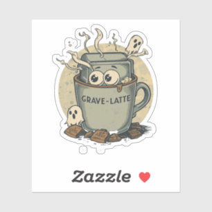 Grave-latte Grappige Halloween Latte Koffie Grappe Sticker