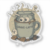 Grave-latte Grappige Halloween Latte Koffie Grappe Sticker (Voorkant)