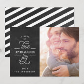 GRAVE PEACE JOY Chalkboard kerstfoto Feestdagenkaart (Voorkant / Achterkant)
