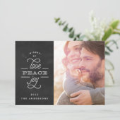 GRAVE PEACE JOY Chalkboard kerstfoto Feestdagenkaart (Staand voorkant)