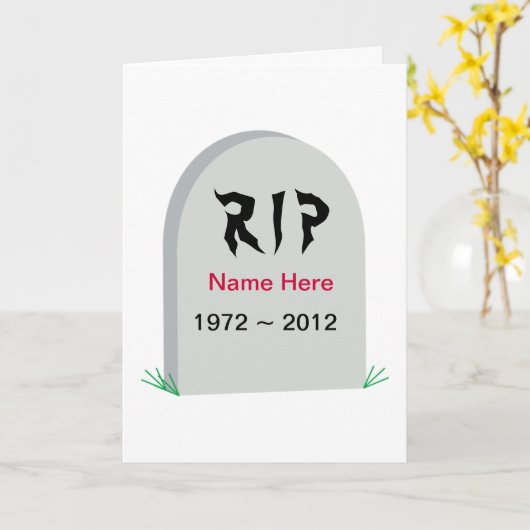 Grave RIP boven de Hill Birthday Kaart (Gele Bloem)