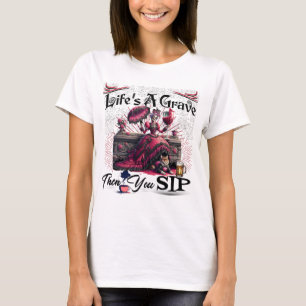 Grave Skeleton Drink Kattenkoffie T-shirt