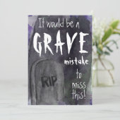 Grave Waterverf Halloween Uitnodiging (Staand voorkant)