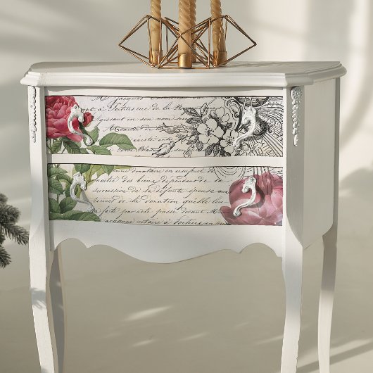 Graved Floral French Script Ephemera-lospage Tissuepapier