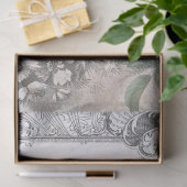 Graved Floral French Script Ephemera-lospage Tissuepapier (Geschenk)