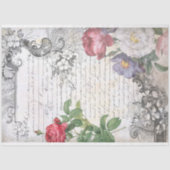 Graved Floral French Script Ephemera-lospage Tissuepapier (Voorkant)