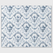 Graved Floral Toile w/Windmill & Boats-Blue Cadeaupapier (Vlak)