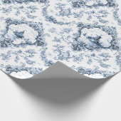 Graved Floral Toile w/Windmill & Boats-Blue Cadeaupapier (Hoek)