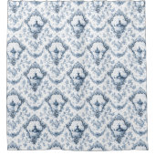 Graved Floral Toile w/Windmill & Boats-Blue Douchegordijn (Voorkant)