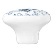 Graved Floral Toile w/Windmill & Boats-Blue Keramische Knop (Zijkant)