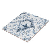 Graved Floral Toile w/Windmill & Boats-Blue Tegeltje (Zijkant)