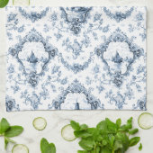 Graved Floral Toile w/Windmill & Boats-Blue Theedoek (Gevouwen)