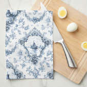 Graved Floral Toile w/Windmill & Boats-Blue Theedoek (Quarter Fold)