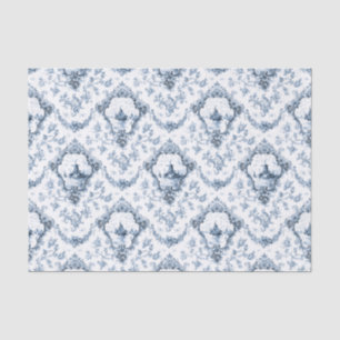 Graved Floral Toile w/Windmill & Boats-Blue Tissuepapier