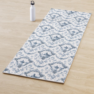 Graved Floral Toile w/Windmill & Boats-Blue Yogamat