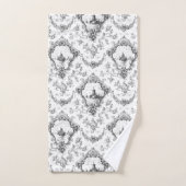 Graved Floral Toile w/Windmill & Boats-Grey Bad Handdoek (Handdoek)