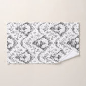 Graved Floral Toile w/Windmill & Boats-Grey Bad Handdoek (Handdoek)