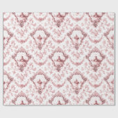 Graved Floral Toile w/Windmill & Boats-roze Cadeaupapier (Vlak)