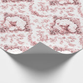 Graved Floral Toile w/Windmill & Boats-roze Cadeaupapier (Hoek)