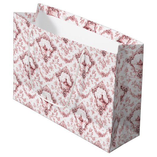 Graved Floral Toile w/Windmill & Boats-roze Groot Cadeauzakje (Voorkant Gekanteld)