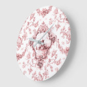 Graved Floral Toile w/Windmill & Boats-roze Grote Klok (Hoek)