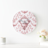 Graved Floral Toile w/Windmill & Boats-roze Grote Klok (Huis)