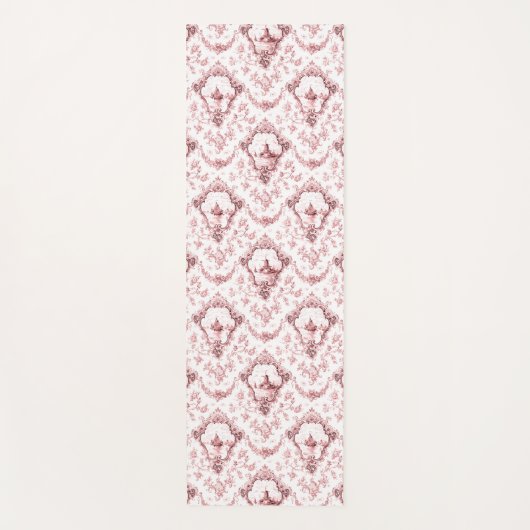 Graved Floral Toile w/Windmill & Boats-roze Yogamat (Voorkant)