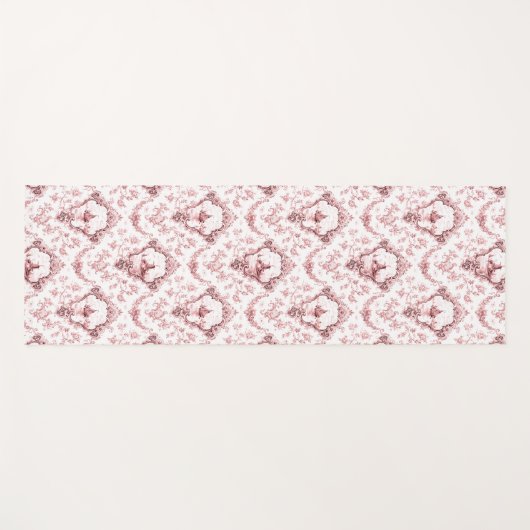 Graved Floral Toile w/Windmill & Boats-roze Yogamat (Voorkant (horizontaal))