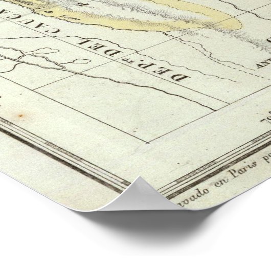 Graved Map of Colombia Poster (Hoek)