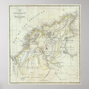 Graved Map of Colombia Poster