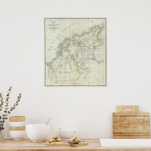 Graved Map of Colombia Poster (Keuken)