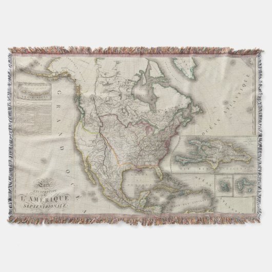 Graved Map of North America Deken (Voorkant)