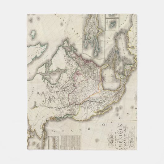 Graved Map of North America Fleece Deken (Voorkant)